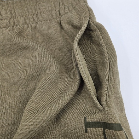 PINK Victoria's Secret Olive Green Fleece Lounge Shorts Raw Hem Womens Large - Picture 5 of 9